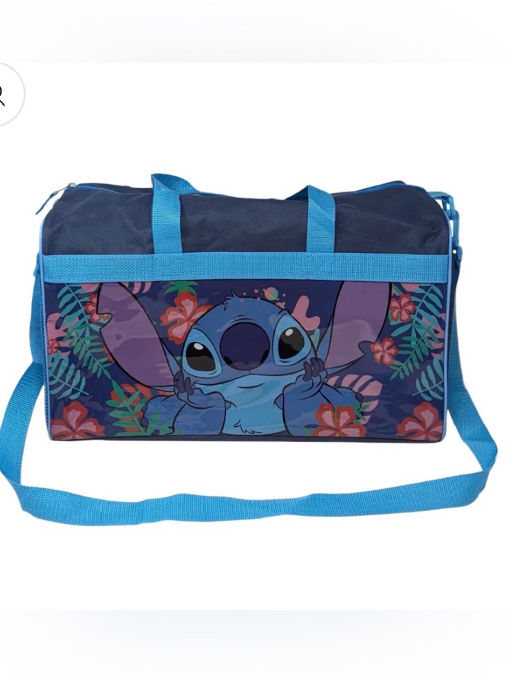Disney Blue & Navy Stitch Floral Travel Duffel